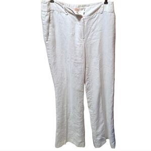 Margaret M Lined Wide Leg White Linen Pants Size 8